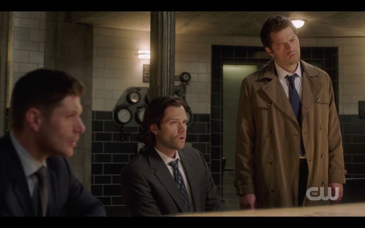 Dean Sam Winchester with Castiel and Chuck over Jack SPN 14.20