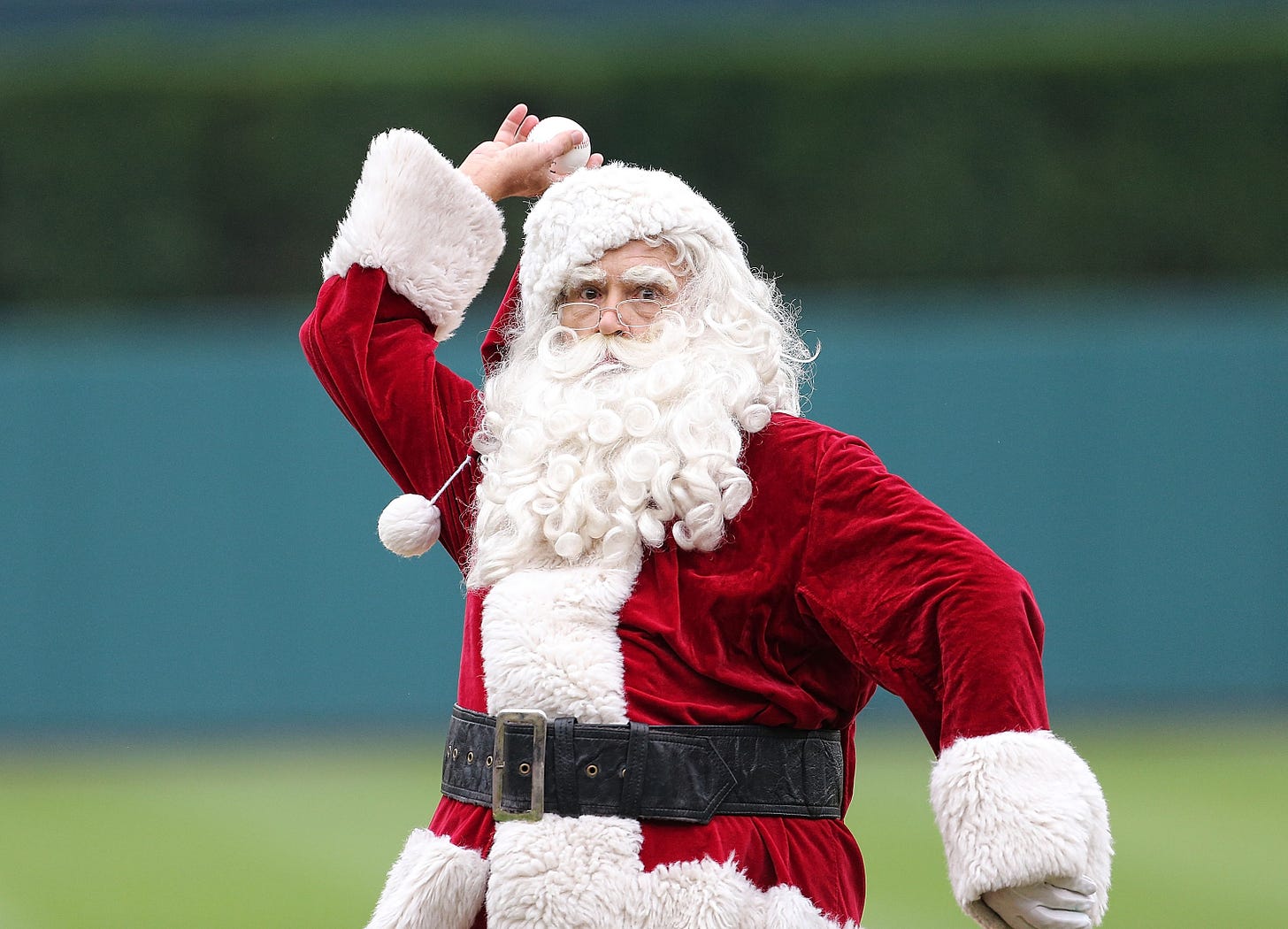 Santa throwing a pitch
