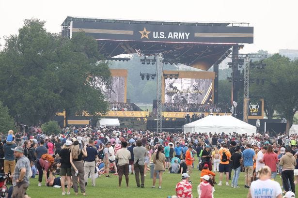 Trump humiliated as tiny crowd braves drizzle for his $75M military  birthday flop - The Mirror US