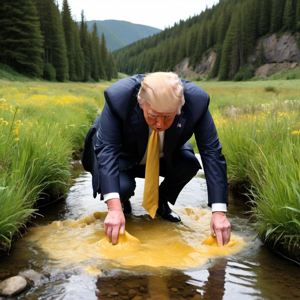 Trump barfs into clean stream