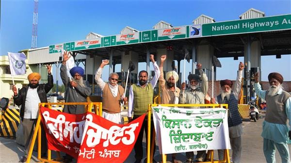 NHAI suffers Rs 150-cr loss due to Punjab farmers’ protest at toll plazas