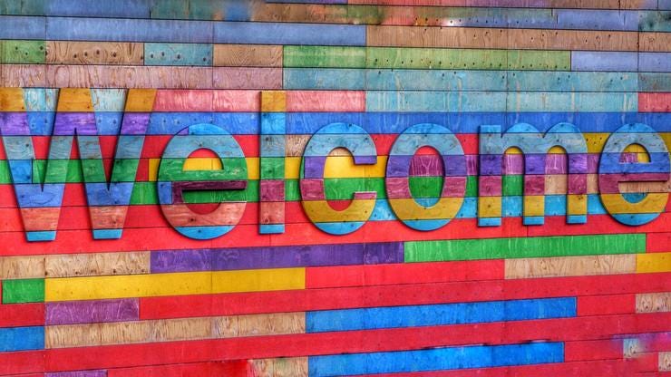 A Welcome sign in Southbank Centre, London, United Kingdom. Photo by Belinda Fewings