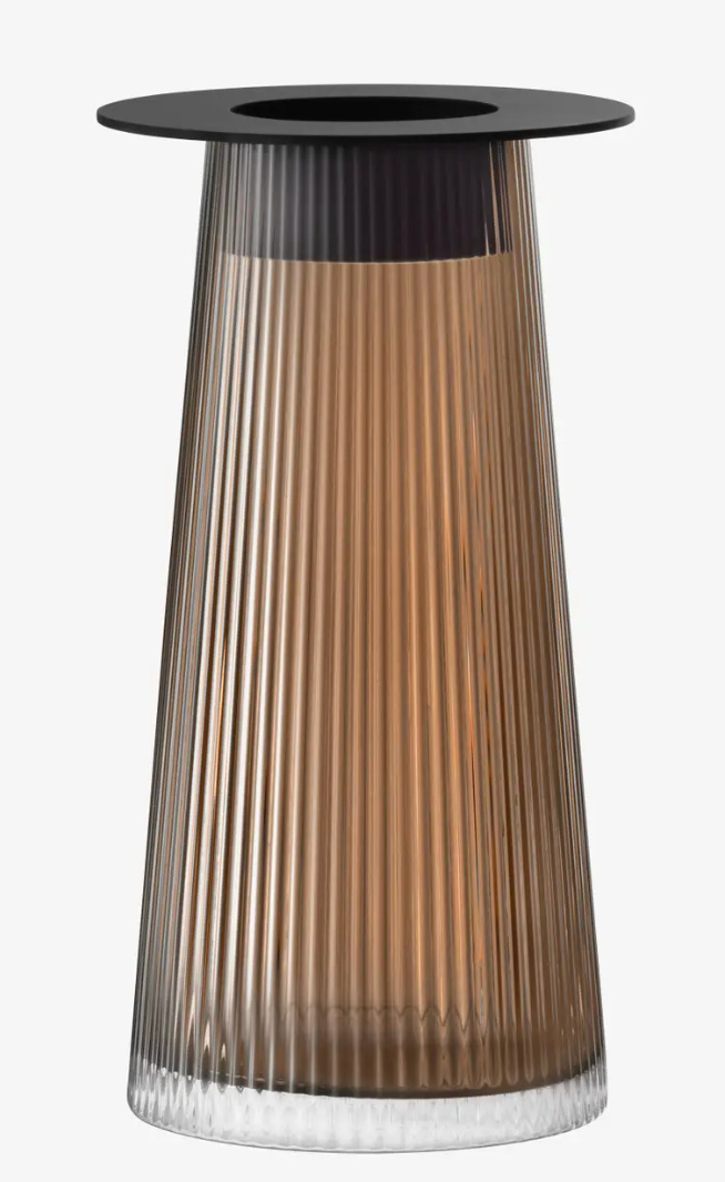 ribbed glass vase in different tones of brown