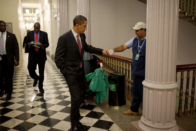 President Barack Obama fist-bumps custodian | The White House