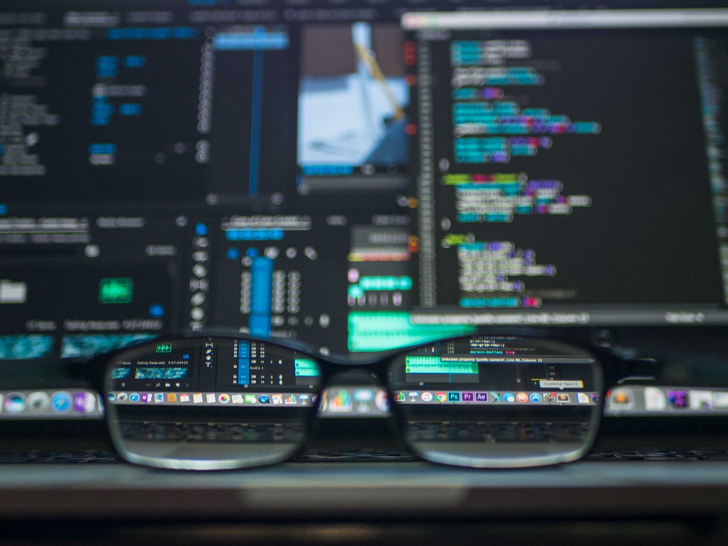 Glasses with servers and code in the background