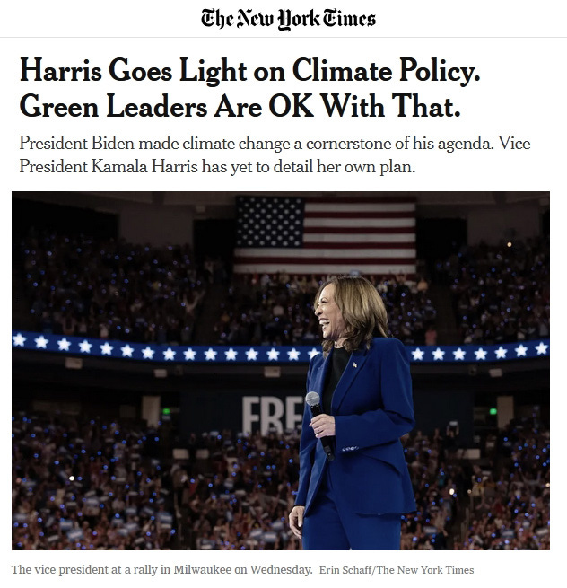 Harris Goes Light on Climate Policy. Green Leaders Are OK With That.