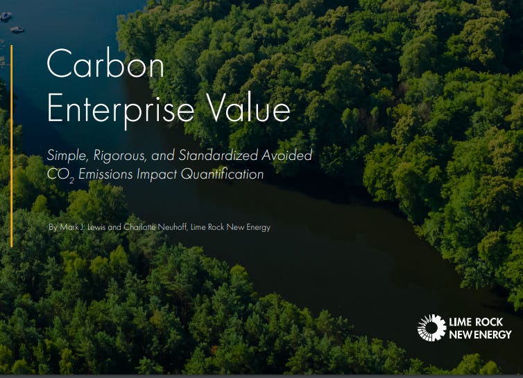 Title page of the Carbon Enterprise Value report from Lime Rock New Energy