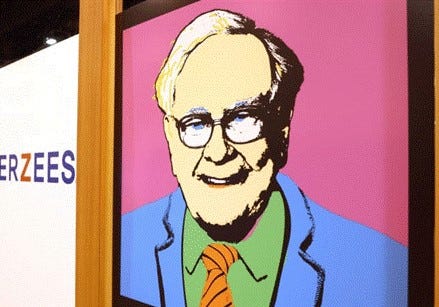 Andy Warhol style drawing of Warren Buffett.
