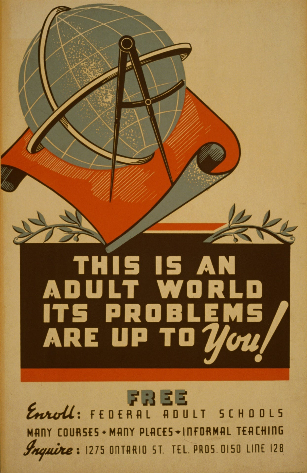 Adult Education Vintage Poster Free Stock Photo - Public Domain Pictures