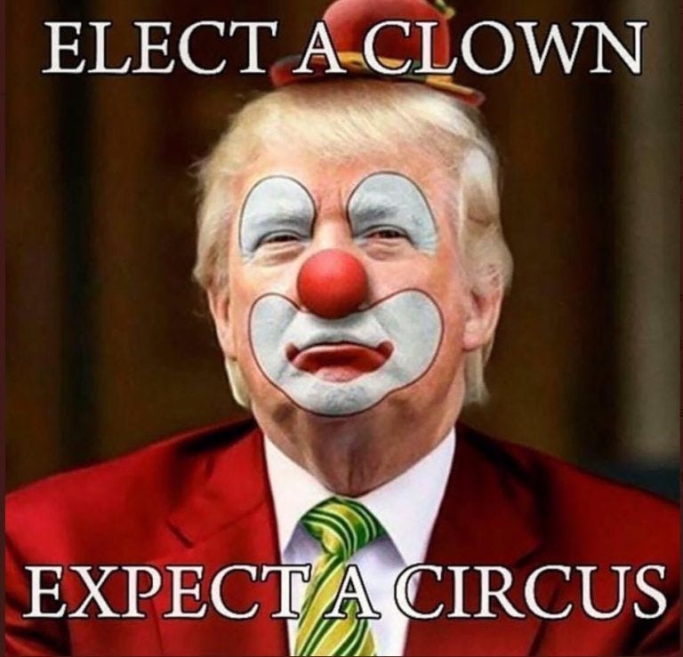 PHOTO Donald Trump With Perfect Clown Face Elect A Clown Expect A ...