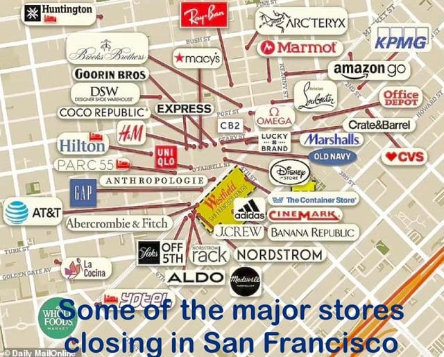 A cool guide to major stores closing in Downtown San Francisco. : r ...