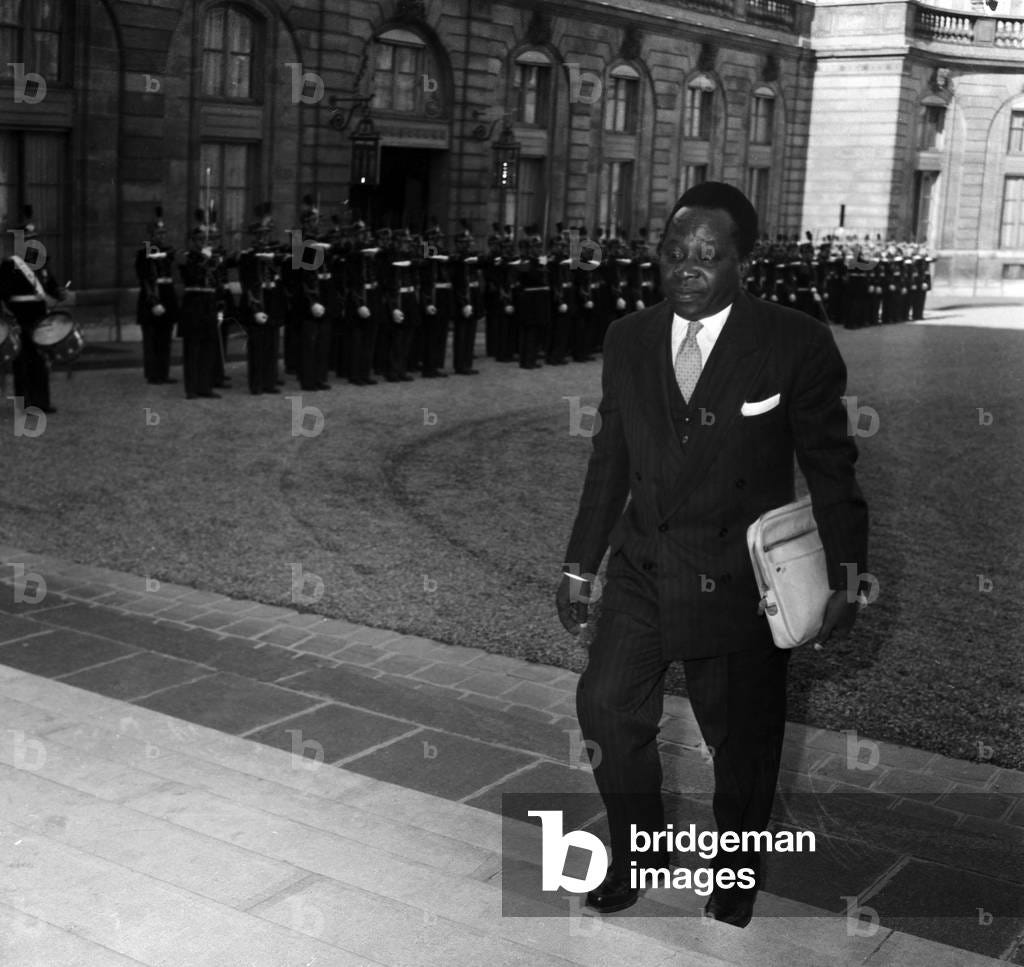 Barthelemy Boganda, Prime Minister of Central African Republic, Arriving at Elysee in Paris To Attend Meeting 