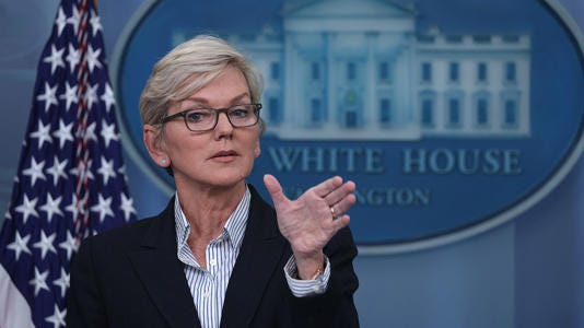 Energy Secretary Jennifer Granholm speaks during a daily news briefing at the White House last year. Alex Wong/Getty Images