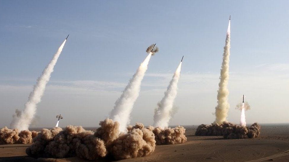 Iran's Revolutionary Guards fire Shahab-2 long-range ballistic missiles during military manoeuvres in the central desert outside the city of Qom (02 November 2006)