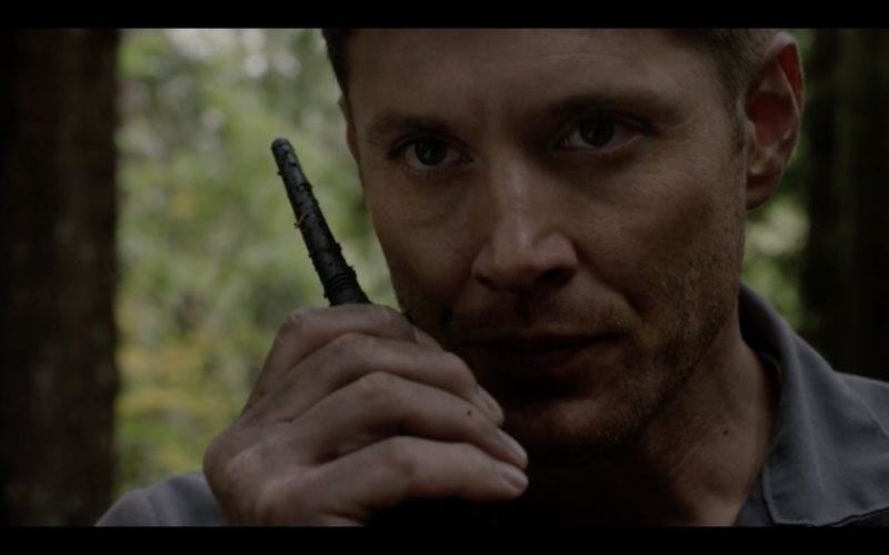 supernatural 12.09 dean winchester walkie close up 2