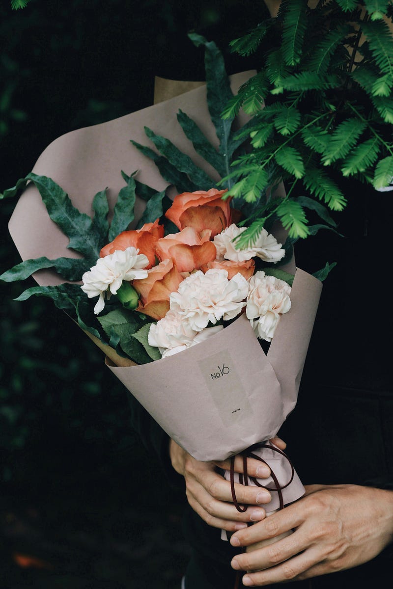 Giving a bouquet of flowers to show that you appreciate someone today.