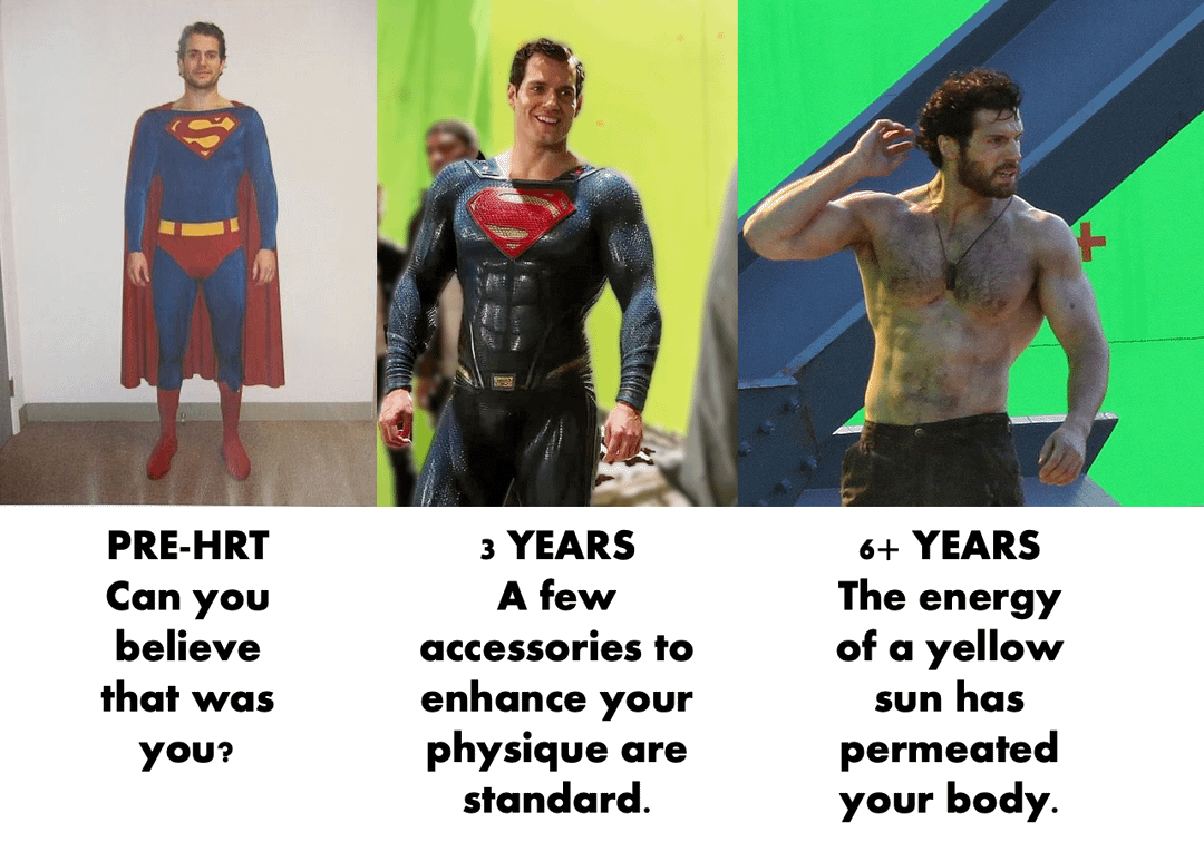 r/traaaaaaannnnnnnnnns - May your journey with gender-affirming hormone therapy be as fruitful as Henry Cavill's/Superman's