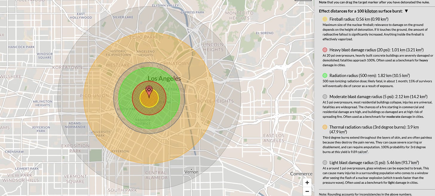 Los Angeles nuke simulation.