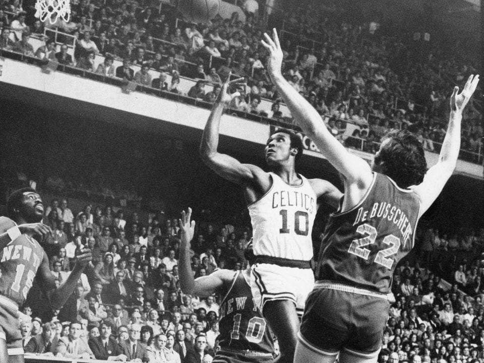 The Celtics' Jo Jo White got off a shot against the Knicks in a playoff game at Boston Garden in 1973. The Celtics' Jo Jo White got off a shot against the Knicks in a playoff game at Boston Garden in 1973.