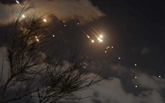 In this image taken from video shows missiles fired from Iran being intercepted over Jerusalem, Israel, Oct. 1, 2024. (AP)