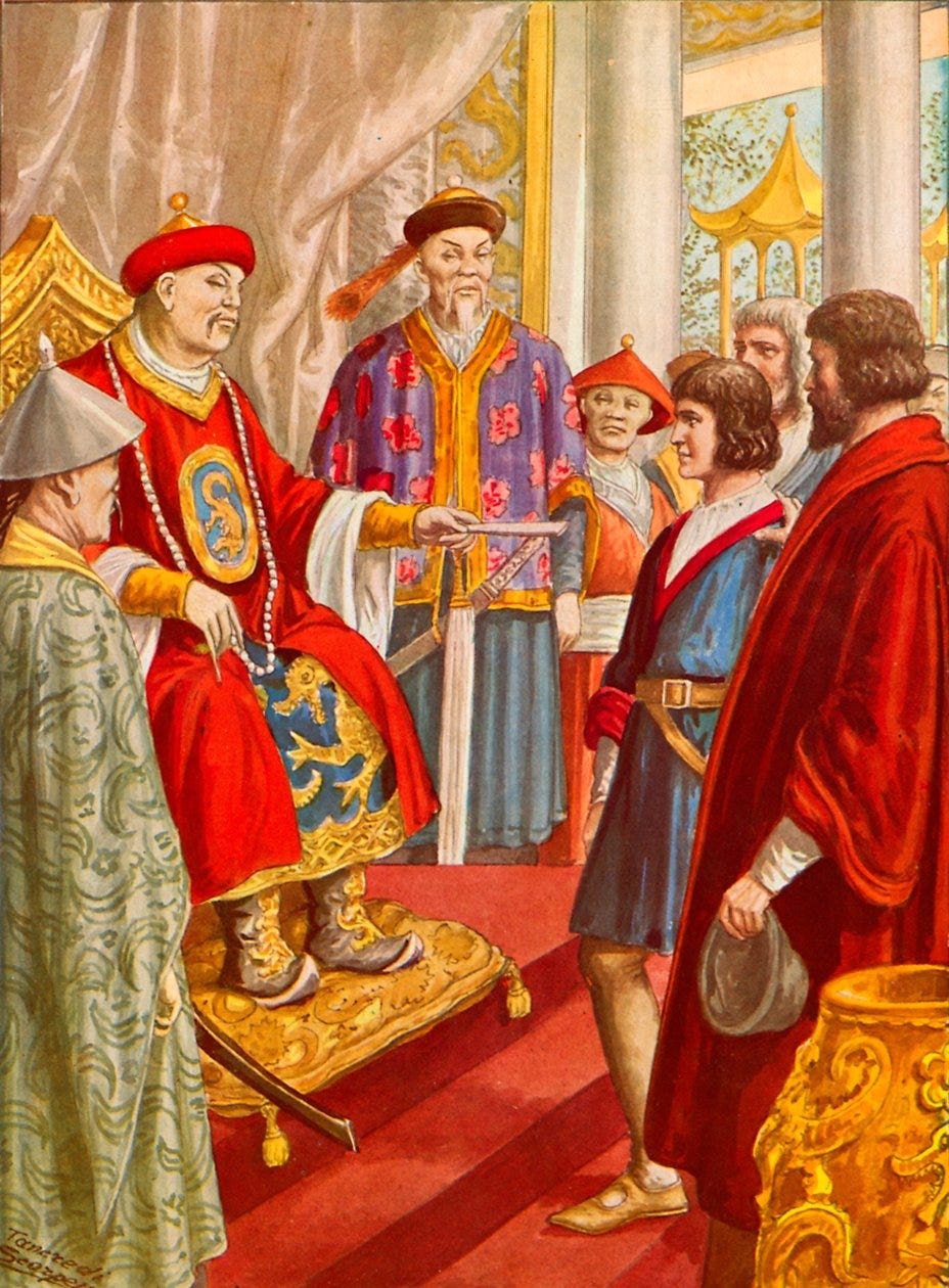 Marco Polo il giovane viene presentato a Kublai Khan da Tancredi Scarpelli