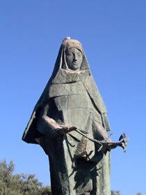 Medium Close Up of Saint Clare’s Statue in Santa Clara