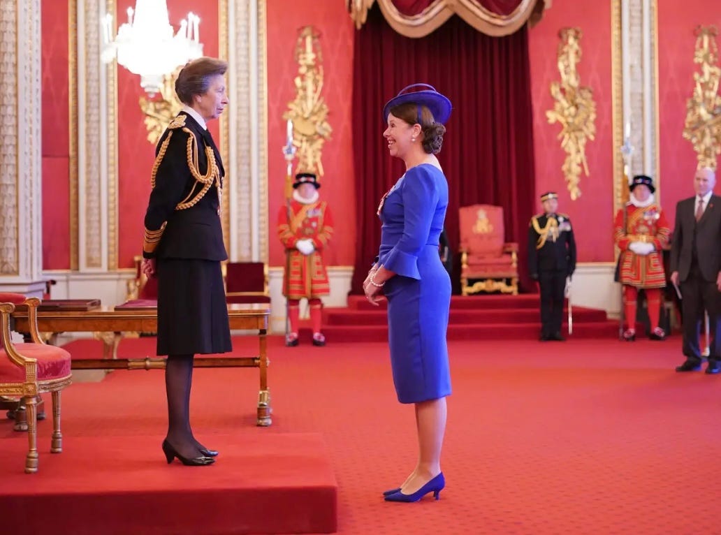 princess anne awards MBE to sally orange