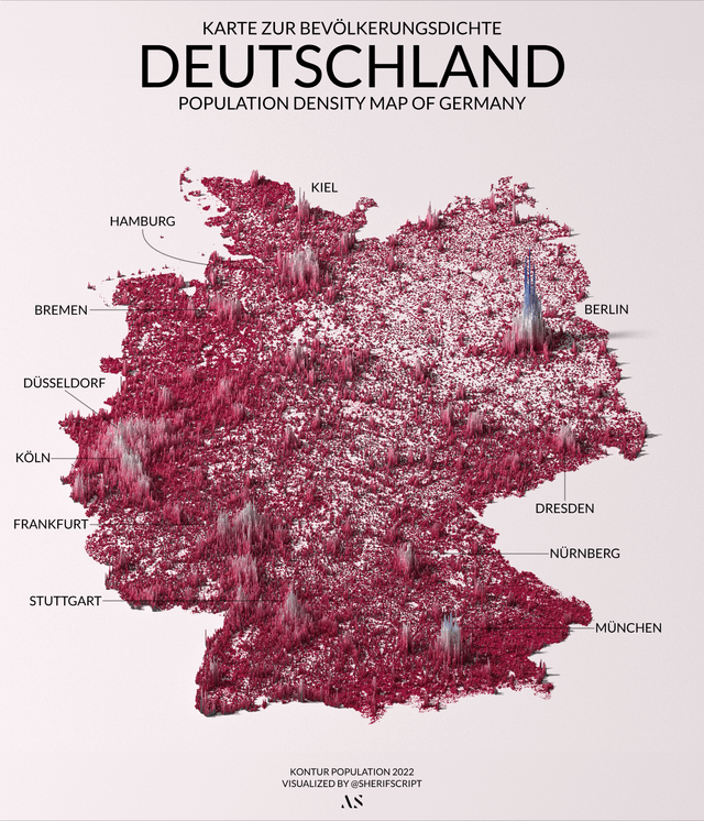 r/dataisbeautiful - [OC] Population Density Maps: Egypt & Germany