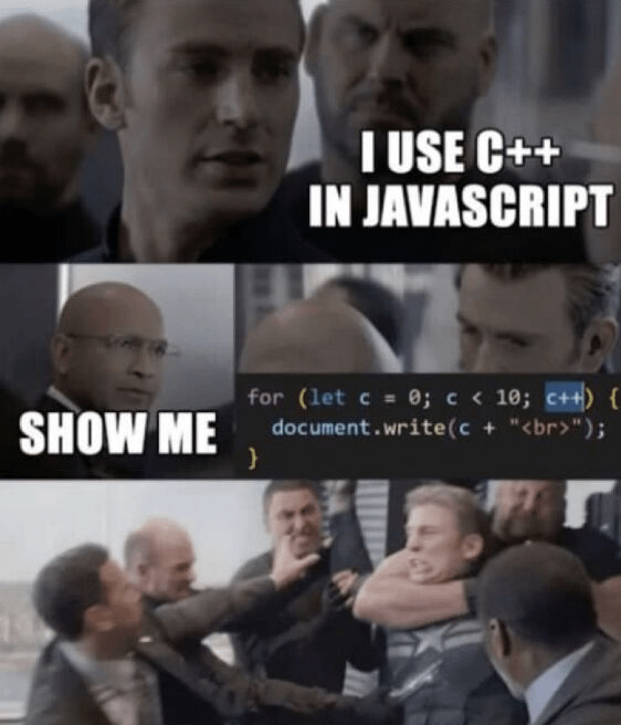 r/programmingmemes - C++ and Javascript