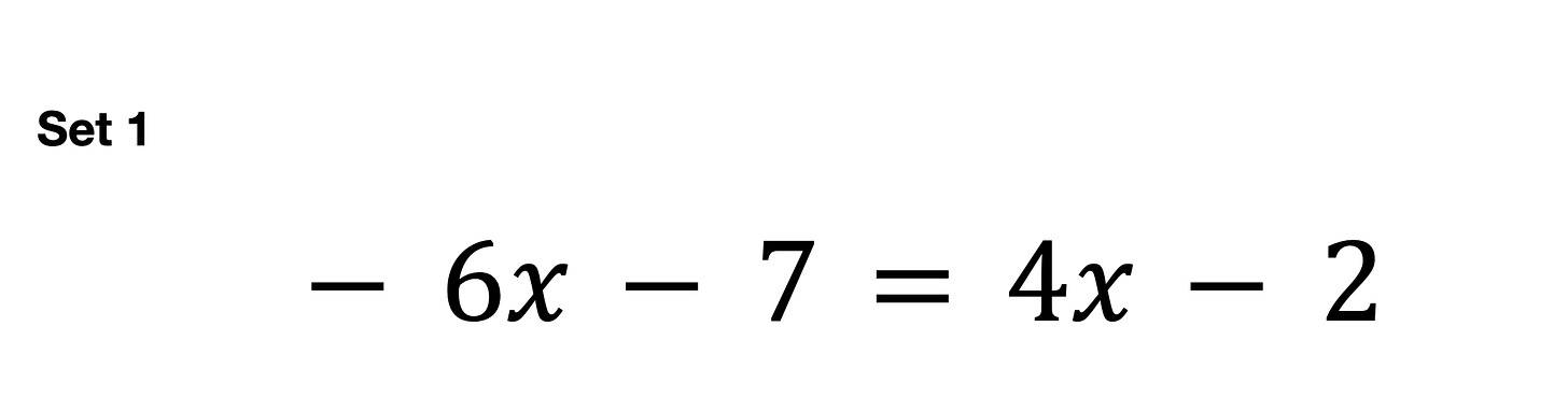 The equation -6x - 7 = 