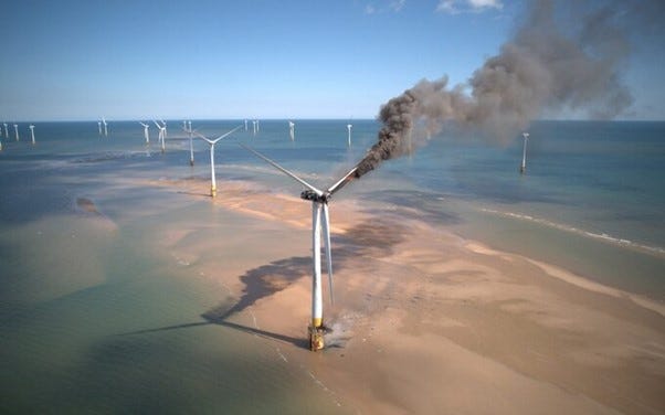 1 Windmill on FIre in the Sea