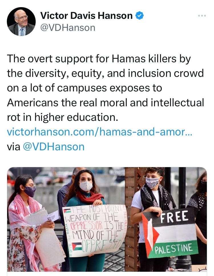 ▪️LINK: https://victorhanson.com/hamas-and-amoral-clarity/