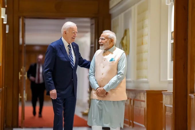 President Biden speaks with Prime Minister Narendra Modi.