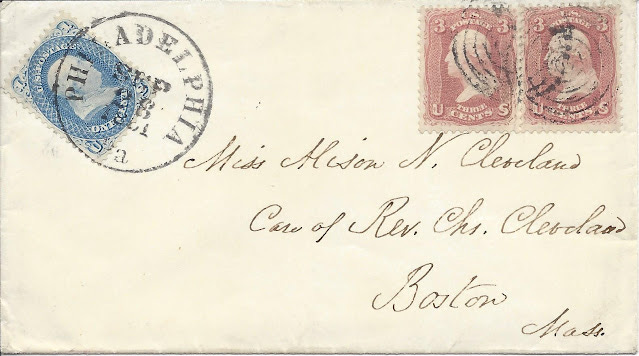 Carrier cover from Philadelphia to Boston in 1861