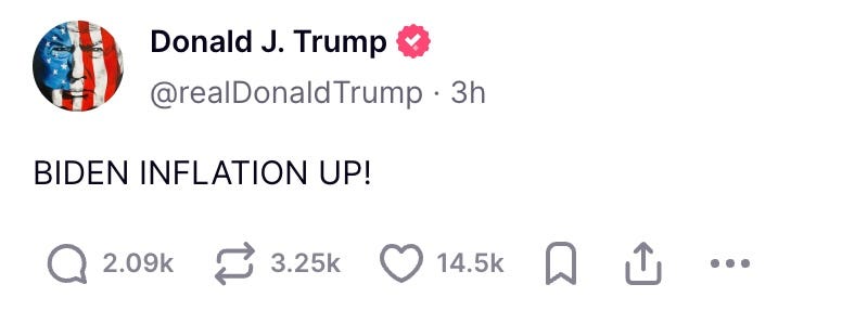 Donald J. Trump: BIDEN INFLATION UP!