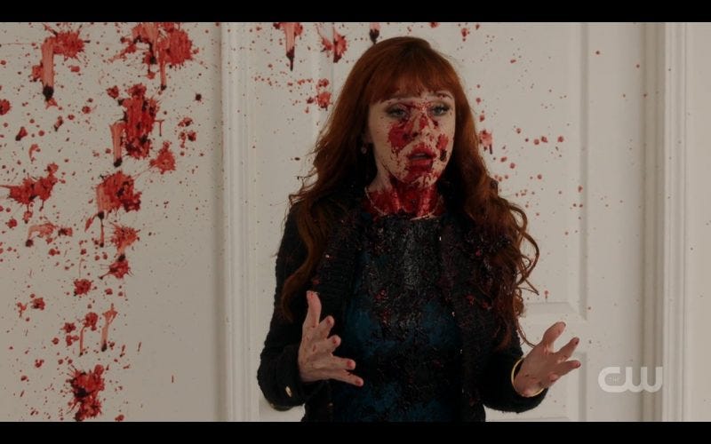 supernatural 1208 lotus rowena splattered in blood