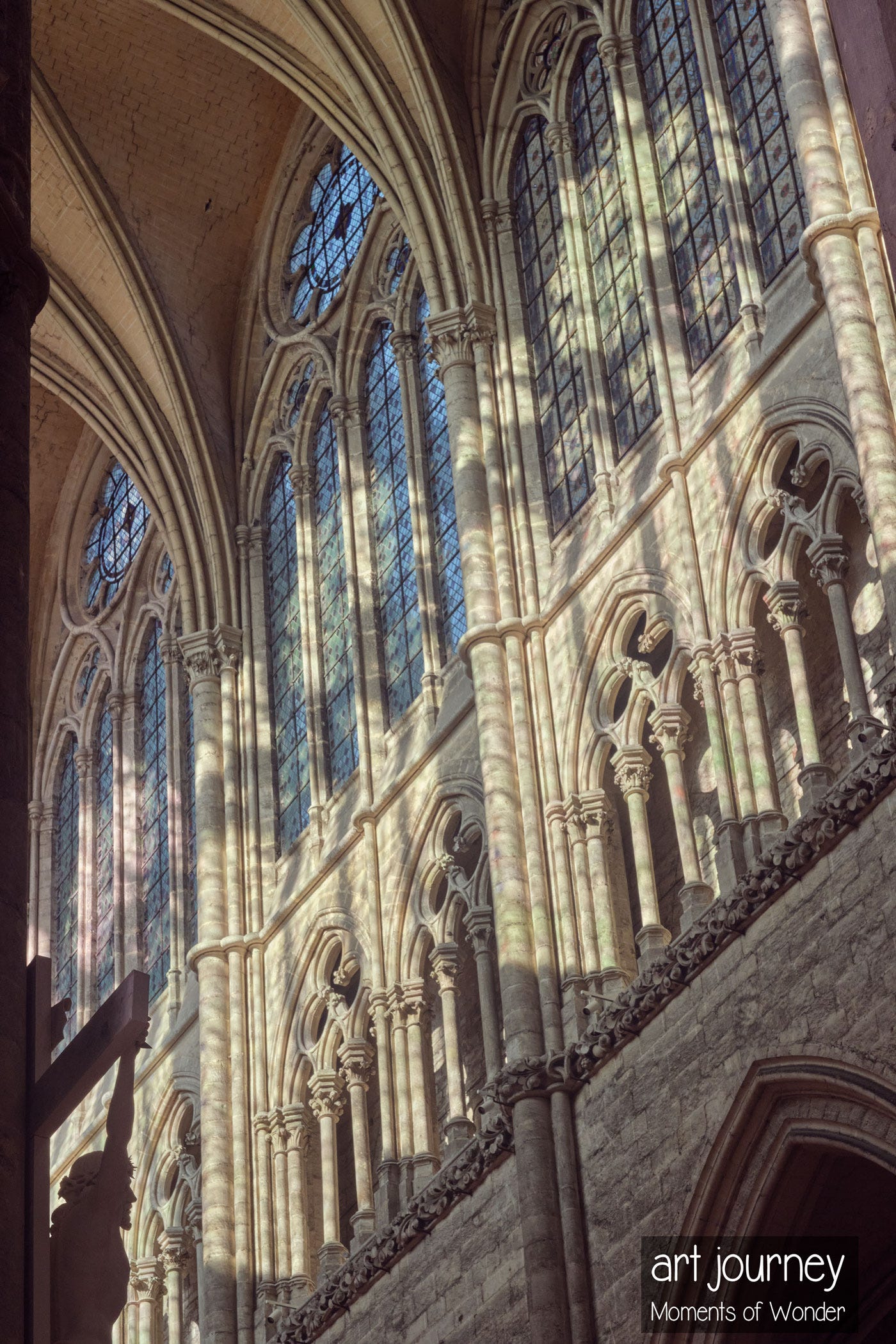Interior stained glass windows Amiens cathedral