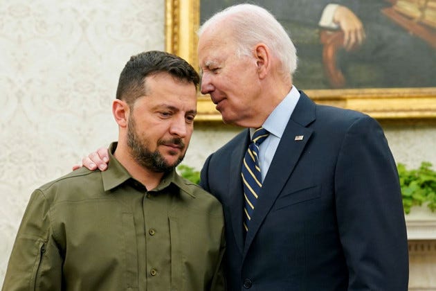 Ukrainian President Volodymyr Zelenskyy and President Joe Biden
