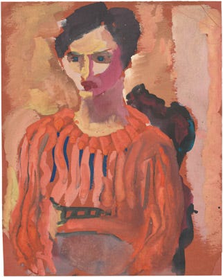 A painting of a person in an orange shirt

Description automatically generated