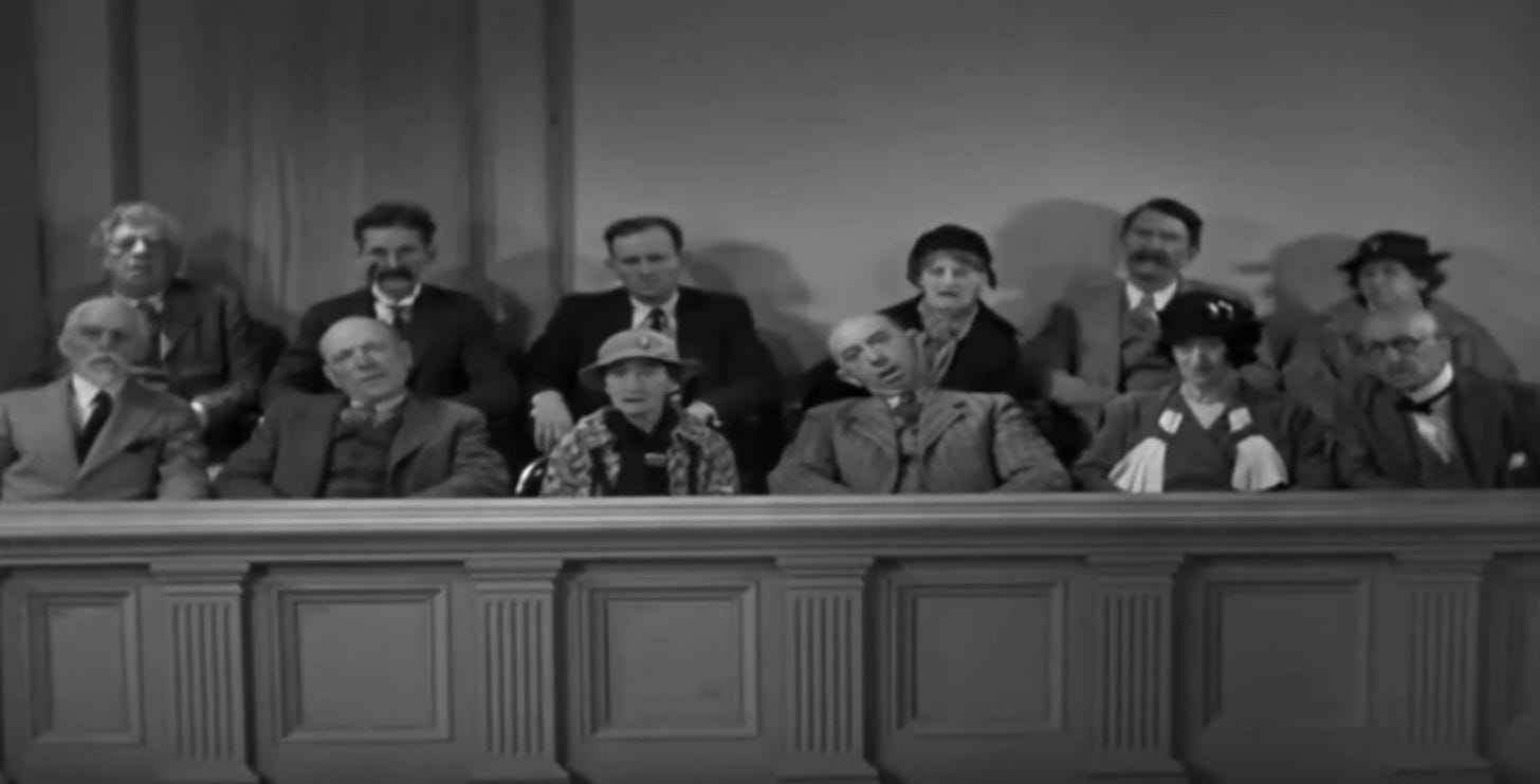 The Three Stooges (Moe, Curly, and Shemp's) parents play two of the jurors  (sitting center) in 'Disorder In The Court' : r/MovieDetails