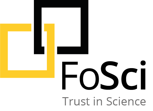 FoSci logo with linked black and yellow hollow squares with the name 'FoSci' in bold and 'trust in science' below.