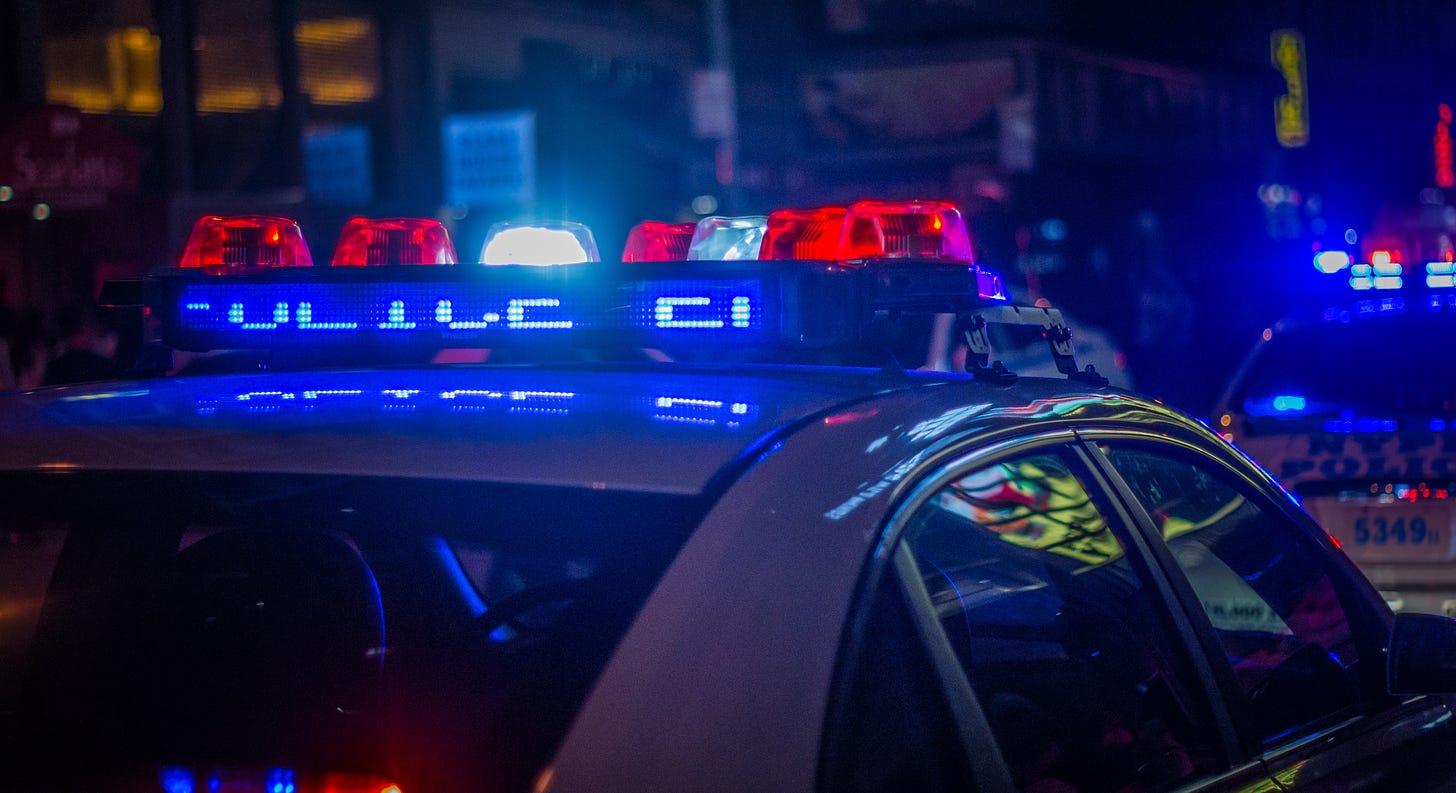 Lights on an NYPD patrol car