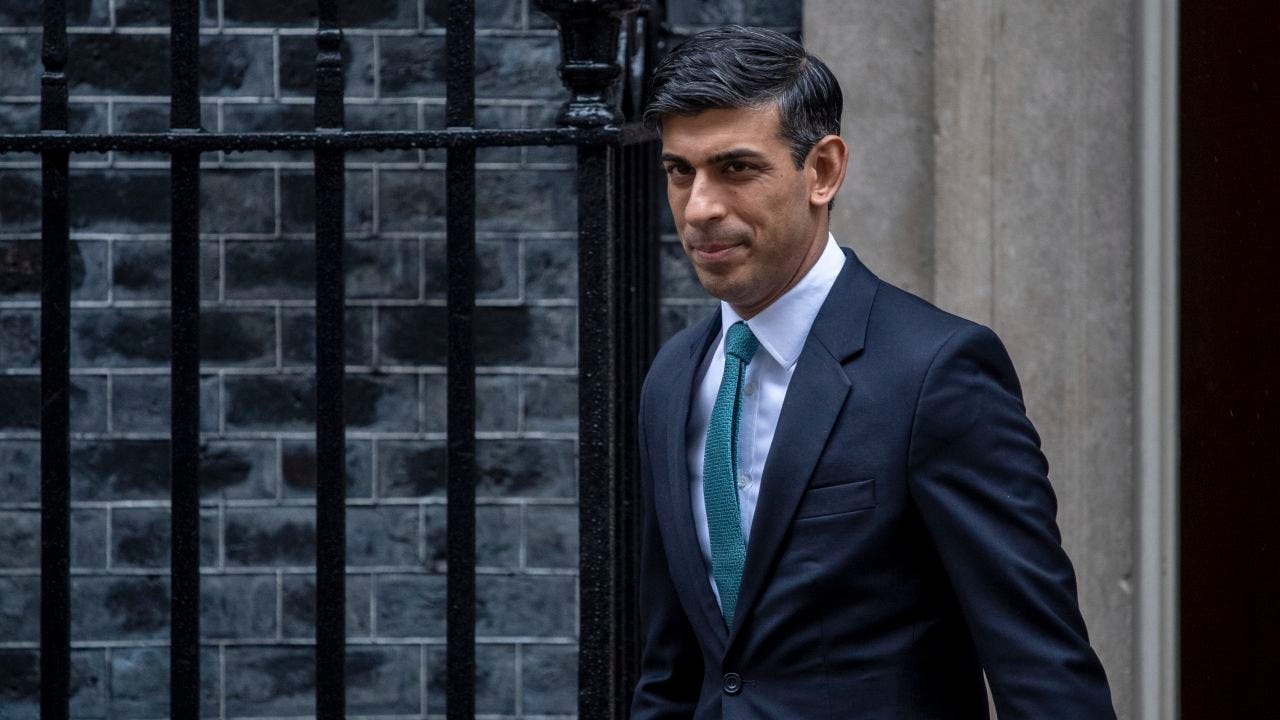 British Prime Minister Rishi Sunak leaves Downing Street on March 8, 2023.