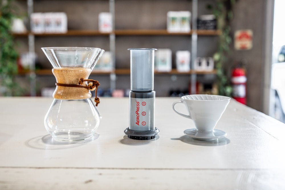 A Comparison of V60 Pour Over, Aeropress, and Chemex – Kai Coffee PTY LTD