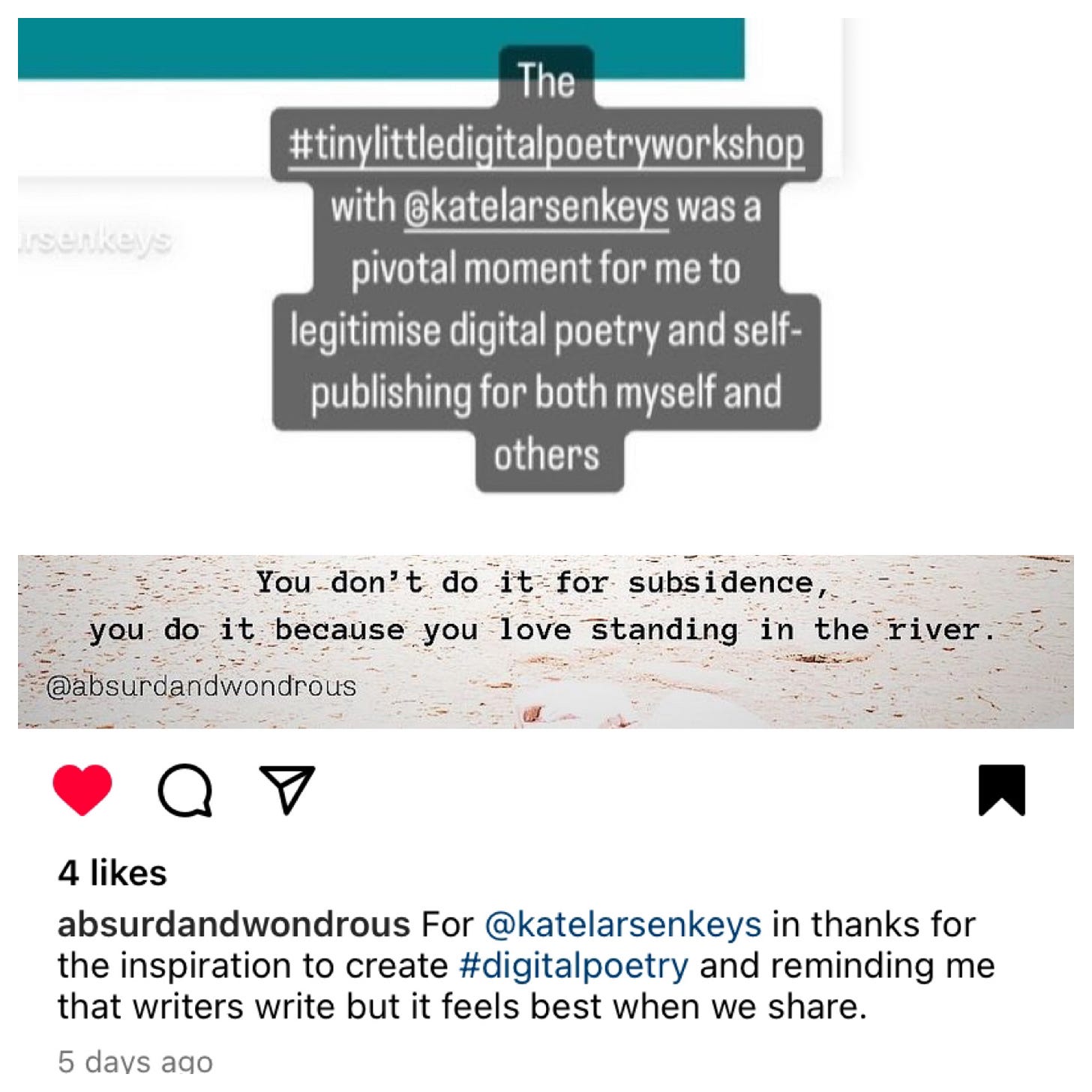 Collage of two social media posts thanking Kate for the workshop