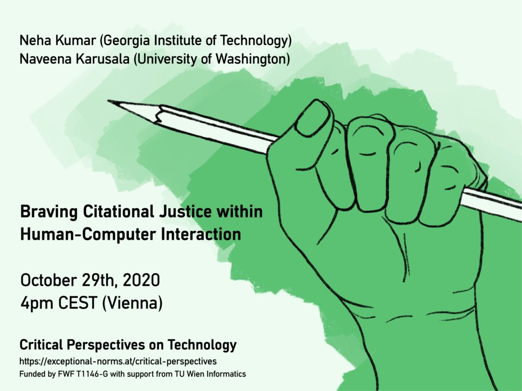 Neha Kumar on X: ".@avakaya_annam and I invite you to engage with us this  Thursday on the topic of braving citational justice in HCI. Thank you  @katta_spiel for creating the space for