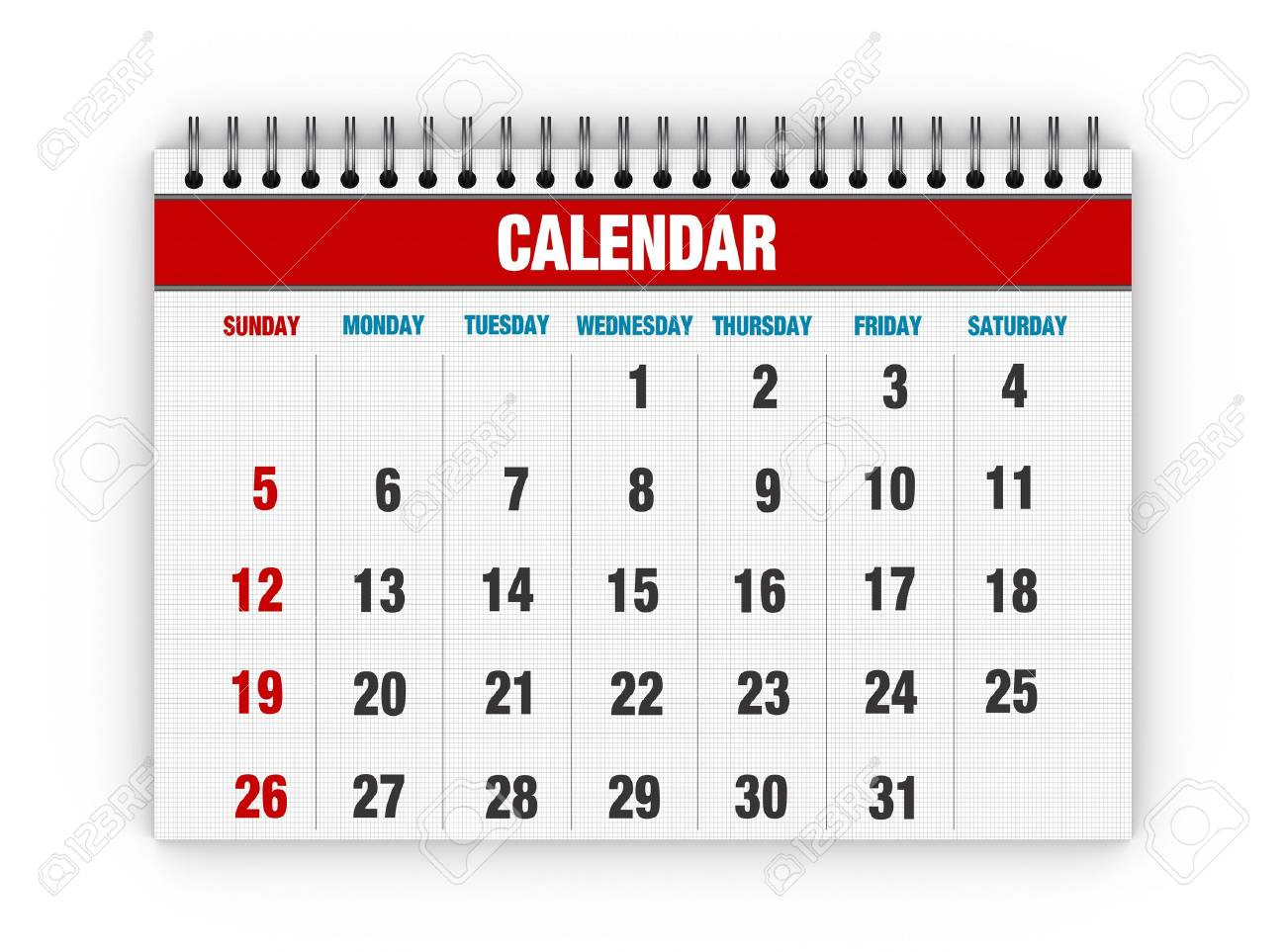 Red Calendar With Days Of Month Stock Photo, Picture And Royalty Free  Image. Image 21151361.