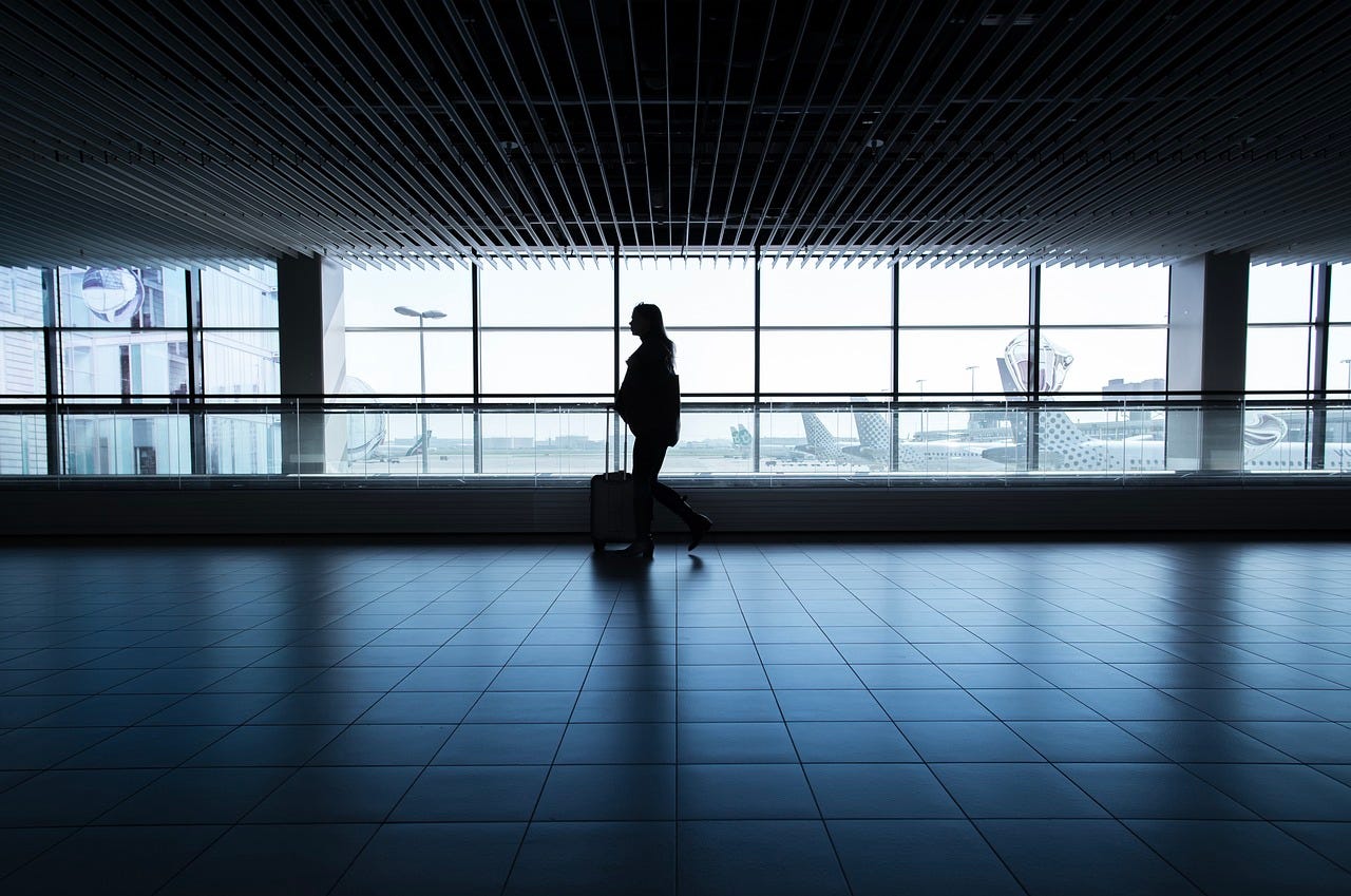 Woman walking in airport