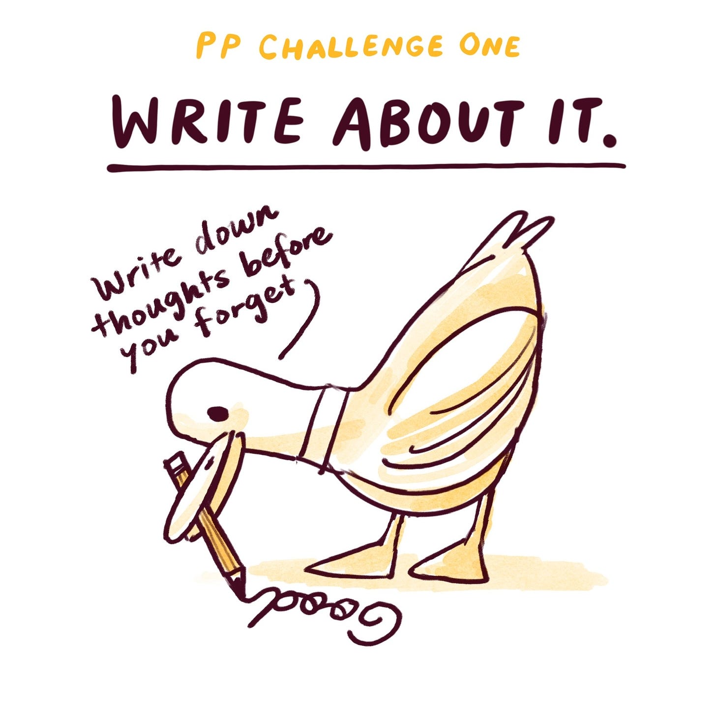 Purposeful Practice Challenge One write thoughts illustrated Kayla Stark