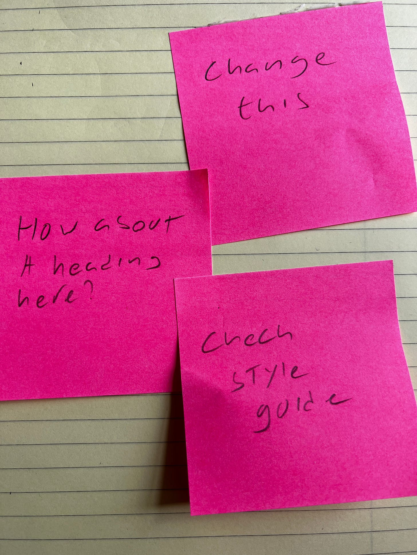 post-its with suggestions written on them